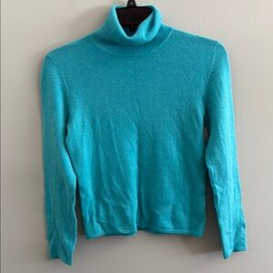 Worthington Aqua Cowl Neck 100% Cashmere Sweater